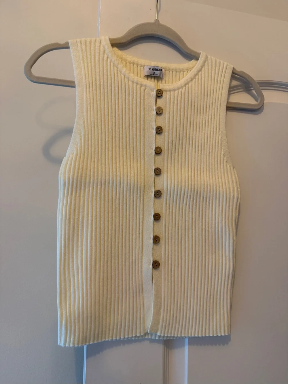Vici Cream Ribbed Button-Front Tank - Picture 3 of 8